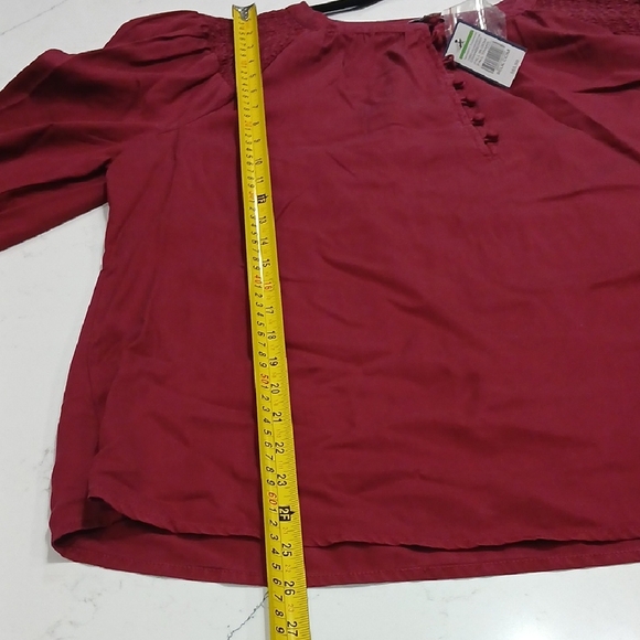 Crown & Ivy Rich Cranberry Red Blouse Sz 1x Long Sleeve New With Tag - Picture 8 of 9
